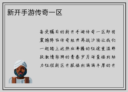 新开手游传奇一区